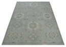 Antique Style Silver And Beige Modern Oushak wool Area Rug
