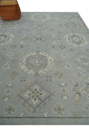 Antique Style Silver And Beige Modern Oushak wool Area Rug