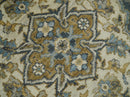Antique Muted Traditional Heriz Blue ,Beige and Brown Hand knotted Custom made wool Area Rug