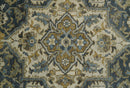 Antique Muted Traditional Heriz Blue ,Beige and Brown Hand knotted Custom made wool Area Rug