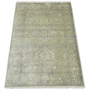Antique Persian 2x3 Beige and Gray Hand Knotted  Wool Area Rug