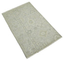 Antique Persian 2x3 Beige and Gray Hand Knotted Wool Area Rug