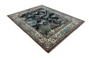 Animal Hunting Rug 8x10 and 9.3x12.4 Wool Black, Rust and Ivory Hand knotted Area Rug, Old style Rug
