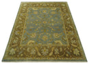 Antique Traditional Persian Gray and Brown 8x10 Hand Knotted Wool Rug