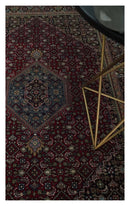 5x7 Antique Persian Hand Knotted Maroon, Black and Blue Traditional Medallion Wool Rug | KNT25