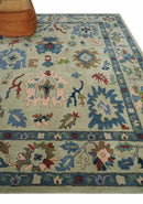 Hand Tufted Beige And Blue Traditional Oushak Custom Made wool Area Rug