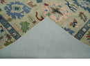 Hand Tufted Beige And Blue Traditional Oushak Custom Made wool Area Rug