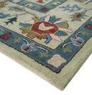 Hand Tufted Beige And Blue Traditional Oushak Custom Made wool Area Rug