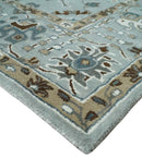 Blue and Brown Traditional Oriental Oushak Hand Tufted Custom Made wool Area Rug