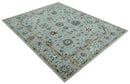 Blue and Brown Traditional Oriental Oushak Hand Tufted Custom Made wool Area Rug