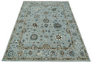 Blue and Brown Traditional Oriental Oushak Hand Tufted Custom Made wool Area Rug