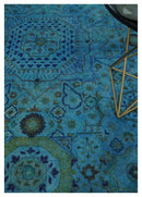 Antique look Traditional Mamluk design Hand Tufted Blue Overdyed Custom Made Wool Area Rug