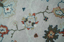 Ivory and Blue Hand knotted Traditional Oushak wool Area Rug