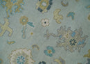 Antique Silver and Gold Vibrant Colorful Hand knotted Oushak wool Area Rug