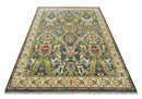 Antique look Hand knotted Green and Gray Traditional Large design wool Area Rug
