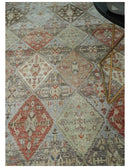 Antique look Multicolor Tribal Hand Knotted Distressed finished Oxidized Wool Area Rug