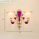DecorBites™ Antique Purple Glass Ruffle-Trimmed Wall Sconce with Double Heads Mount Light Fixture
