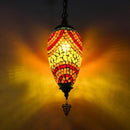 Antique red & yellow bronze glass teardrop pendant kitchen light