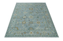Antique Blue And Brown Hand Knotted Traditional Turkish Style Area Rug