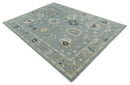 Custom Made Antique look Gray And Beige Hand Knotted Traditional Oushak Wool Area Rug