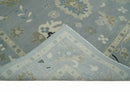 Custom Made Antique look Gray And Beige Hand Knotted Traditional Oushak Wool Area Rug
