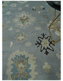 Custom Made Antique look Gray And Beige Hand Knotted Traditional Oushak Wool Area Rug