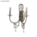 Antique silver crystal wall light sconce bedroom curved arm