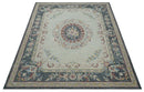 Antique Style Beige and Charcoal Aubusson design Hand Tufted 8x10 wool Area Rug