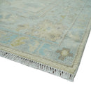 Antique style Beige and Gray Hand knotted 9x12 Oushak wool Area Rug