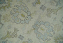 Antique style Beige and Gray Hand knotted 9x12 Oushak wool Area Rug