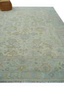 Antique style Beige and Gray Hand knotted 9x12 Oushak wool Area Rug