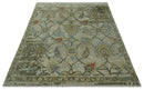 Antique Style Beige, Green and Gray Hand Knotted Traditional Oriental 8x10 wool area Rug