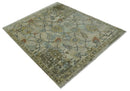 Antique Style Beige, Green and Gray Hand Knotted Traditional Oriental 8x10 wool area Rug