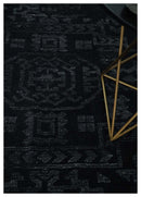 Antique Style Black and Silver 8.4x9.8 hand knotted Traditional wool Area rug