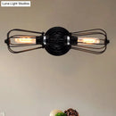 DecorBites™ Antique Style Black/Bronze Caged Sconce Light - 2-Light Wrought Iron Mini Wall Lamp for Dining Room