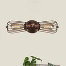 DecorBites™ Antique Style Black/Bronze Caged Sconce Light - 2-Light Wrought Iron Mini Wall Lamp for Dining Room