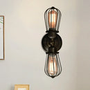 DecorBites™ Antique Style Black/Bronze Caged Sconce Light - 2-Light Wrought Iron Mini Wall Lamp for Dining Room