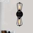DecorBites™ Antique Style Black/Bronze Caged Sconce Light - 2-Light Wrought Iron Mini Wall Lamp for Dining Room