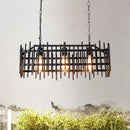 DecorBites™ Metallic Wire Cage Island Light: Antique Style 3-Light Farmhouse Lamp in Black/Rust