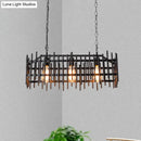 DecorBites™ Metallic Wire Cage Island Light: Antique Style 3-Light Farmhouse Lamp in Black/Rust