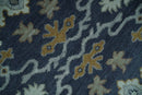 Antique style Blue and Silver Traditional Multi Size Hand Knotted Oushak Wool Rug