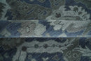 Antique style Blue, Charcoal and Silver Hand Knotted dragon Oushak Wool Area Rug