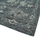 Antique Style Charcoal and Ivory 8x10 hand knotted Oushak wool Area rug