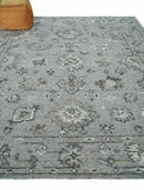 Antique Style Charcoal and Ivory Hand knotted 8.6x9.10 Oushak Design wool area rug