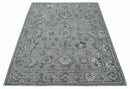 Antique Style Charcoal and Ivory Hand knotted 8.6x9.10 Oushak Design wool area rug