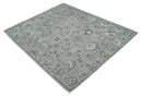 Antique Style Charcoal and Ivory Hand knotted 8.6x9.10 Oushak Design wool area rug