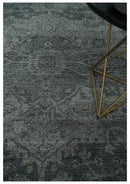 Antique Style Charcoal and Silver Traditional Heriz Medallion 8x10 wool Area Rug