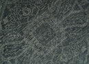 Antique Style Charcoal and Silver Traditional Heriz Medallion 8x10 wool Area Rug
