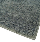 Antique Style Charcoal and Silver Traditional Heriz Medallion 8x10 wool Area Rug