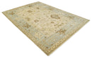 Antique Style Fine 9x13 Hand Knotted Beige, Silver and Brown Traditional Wool Rug